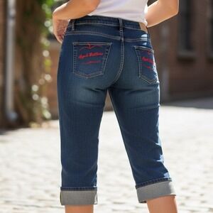 VTG Y2K Apple Bottoms Women's Denim Capris Cropped Jeans Embroidered Size 20W